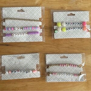 Beaded Bracelet Set - Pink, Purple, Gold